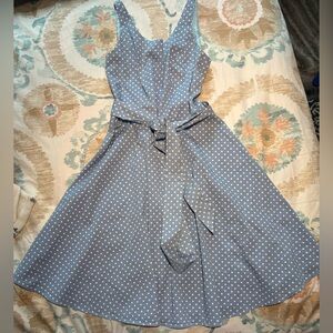 Blue Polka Dot Midi Dress